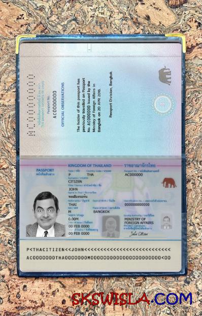 Tajlandia paszport nowa wersja fotowygląd, skan i fotorealistyczny snapshot, 2 w 1